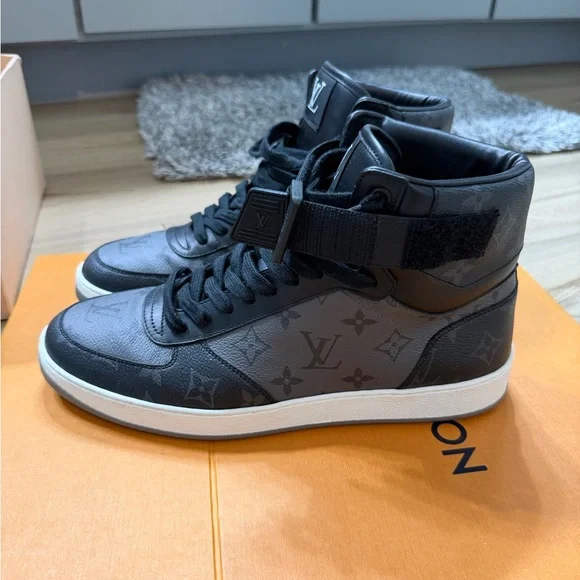 Louis Vuitton Black and Gray High-Top Sneakers - Picture 2 of 12